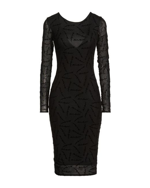 Karl Lagerfeld Black Midi Dress Polyester, Elastane