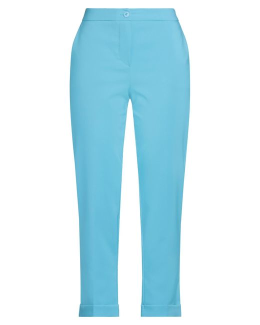 Sandro Ferrone Blue Azure Pants Polyester, Elastane