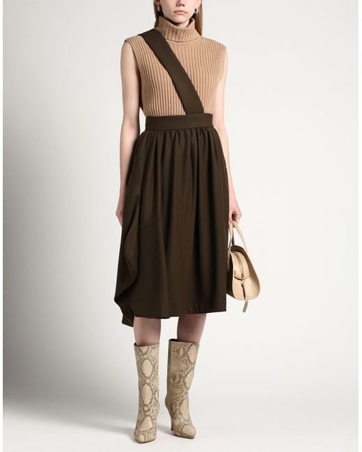 Comme des Garçons Natural Khaki Midi Skirt Wool