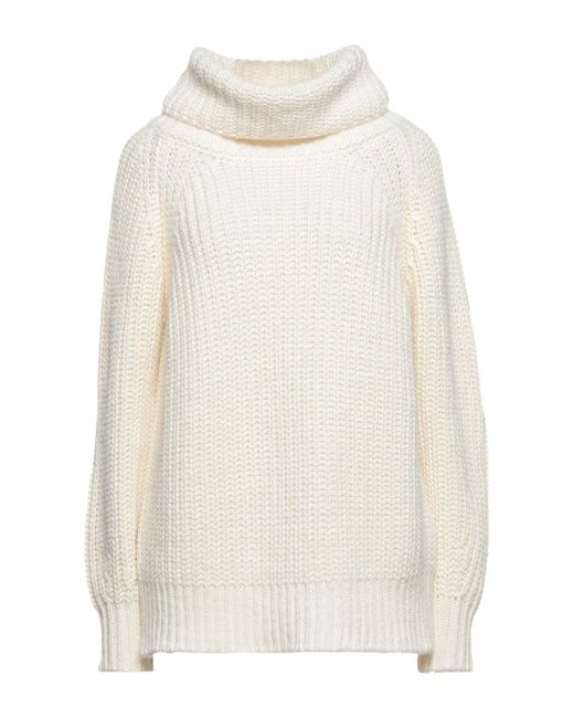 Femme Sweats et pull overs Sweats et pull overs BOSS by HUGO BOSS Pull à col rond en maille stretch Coton BOSS by HUGO BOSS en coloris Blanc 