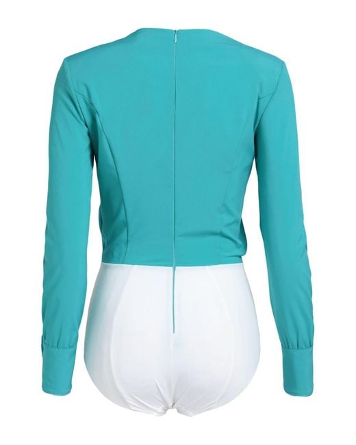 Elisabetta Franchi Blue Bodysuit Polyester, Elastane