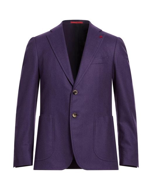 Isaia Purple Blazer Wool, Cotton, Cashmere for men
