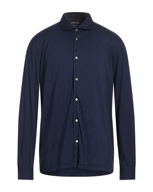 Fedeli Blue Midnight Shirt Cotton for men