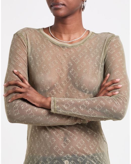 Pinko Gray Top Nylon, Elastane, Cotton