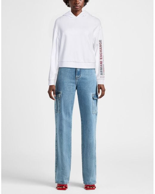 ARMANI EXCHANGE White Sweatshirt Cotton, Polyester, Elastane