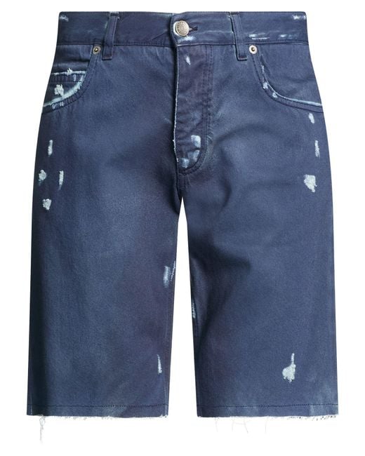 Dolce & Gabbana Blue Slate Denim Shorts Cotton, Bovine Leather for men