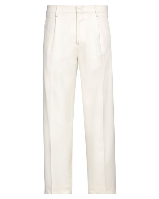 Incotex White Ivory Pants Virgin Wool for men