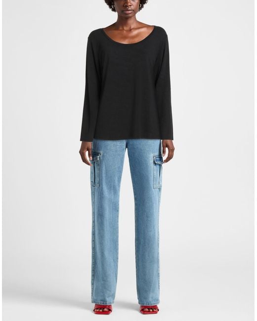 Weekend by Maxmara Black T-Shirt Viscose, Elastane