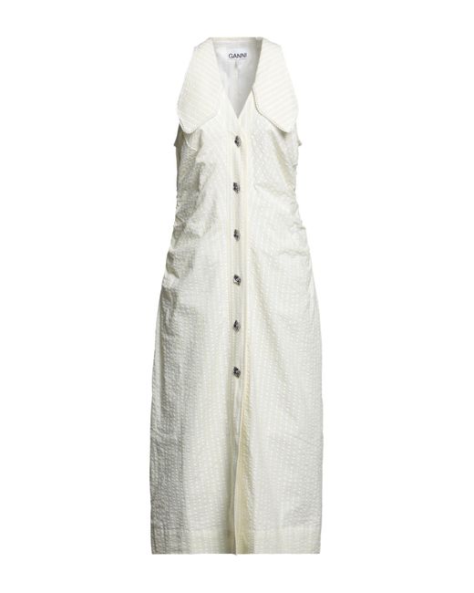 Ganni White Midi Dress