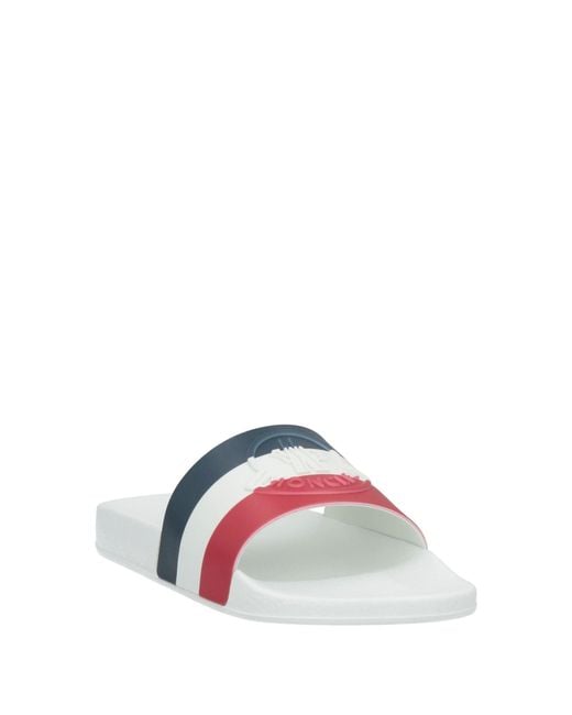 Moncler White Rubber Slides 'Basile' for men