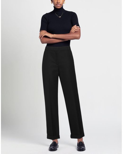 Totême  Black Pants Polyester, Wool