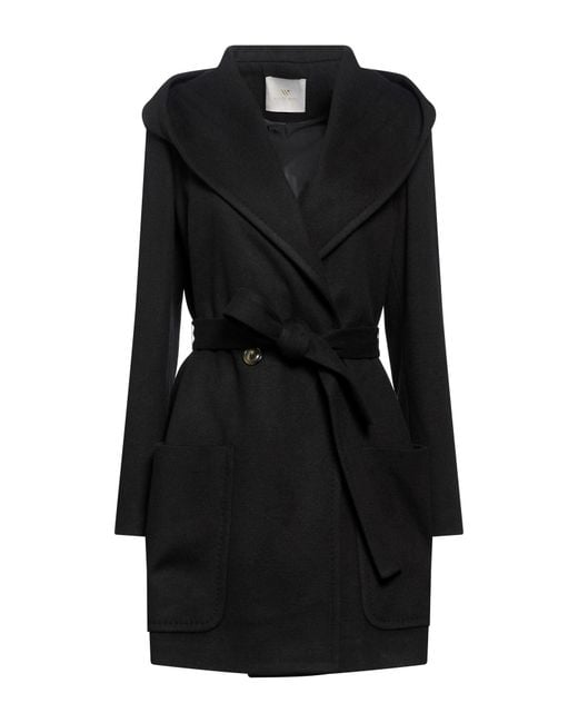 White Wise Black Coat Polyester, Viscose