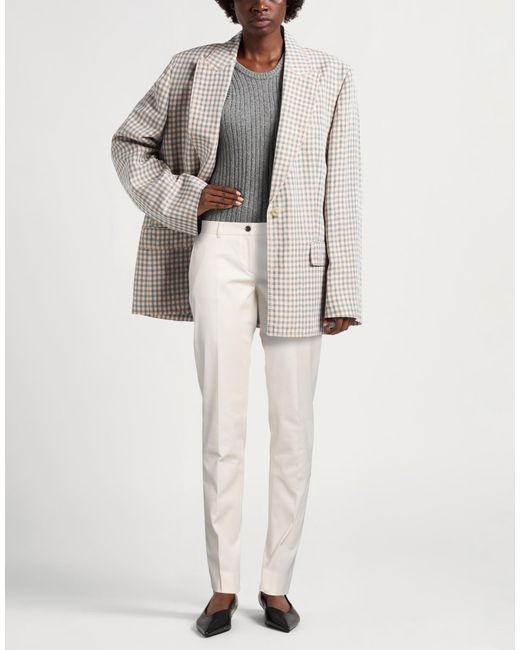 Grifoni White Ivory Pants Cotton, Elastane