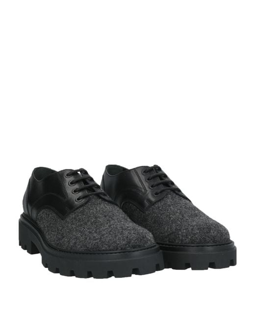 Tod's Black Lace-Up Shoes Leather, Textile Fibers for men