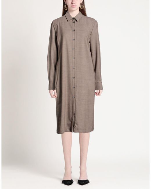 Caliban Brown Midi Dress Virgin Wool, Elastane