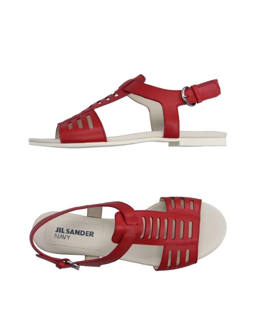 Jil sander navy Sandals in Red | Lyst