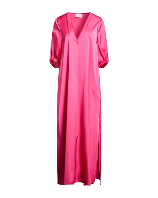 Soallure Pink Fuchsia Maxi Dress Polyester, Elastane
