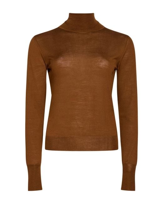 Roberto Collina Brown Turtleneck Merino Wool