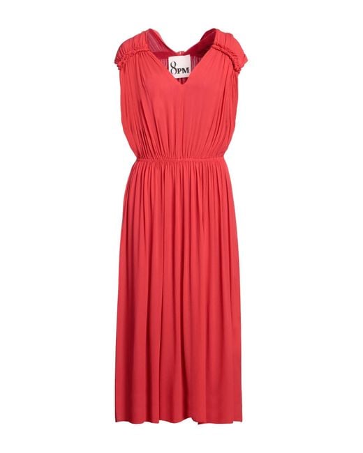 8pm Red Midi Dress