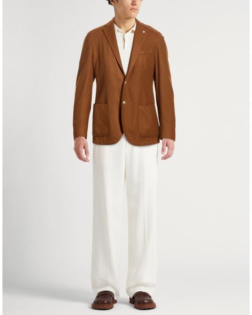 L.b.m. 1911 Brown Blazer Virgin Wool, Polyamide, Cashmere for men
