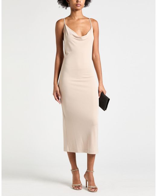 Majestic Filatures White Midi Dress Viscose, Elastane