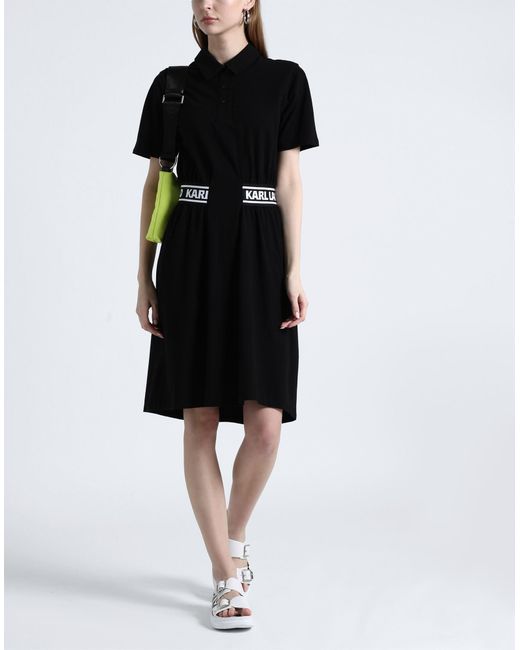 Karl Lagerfeld Black Logo-tape Mini Polo Dress