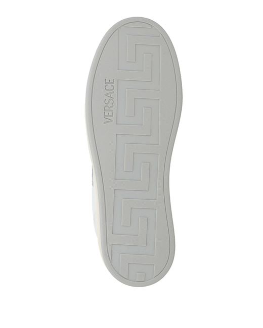 Versace White Sneakers Calfskin, Textile Fibers for men