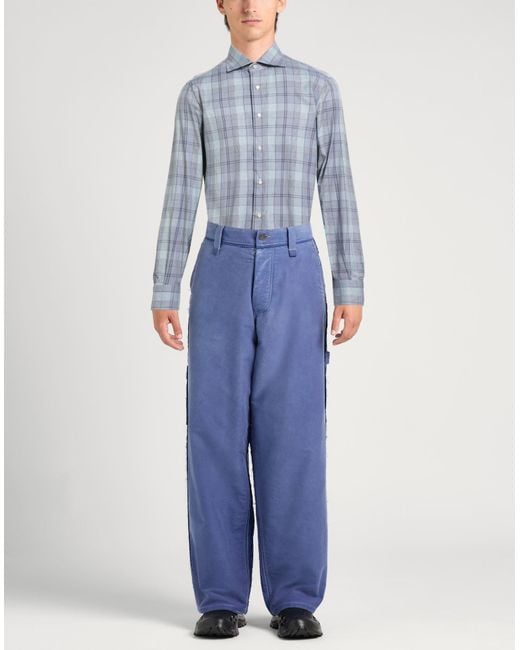 Isaia Blue Shirt Cotton for men