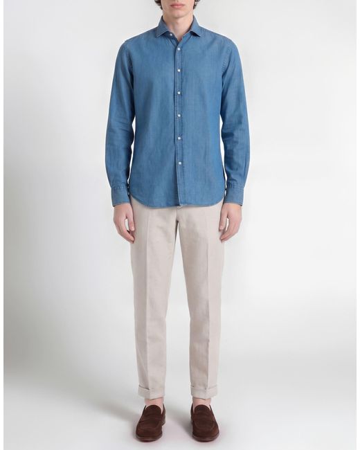 Xacus Blue Denim Shirt Cotton, Linen for men