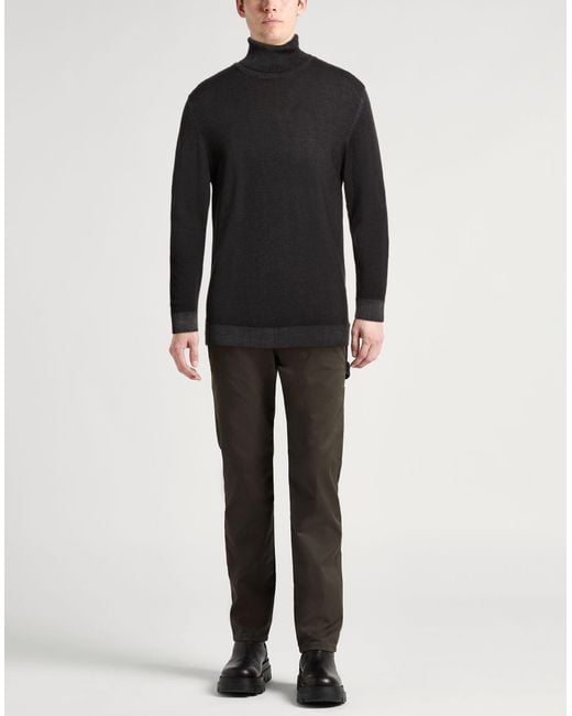 Crossley Black Charcoal Turtleneck Virgin Wool for men