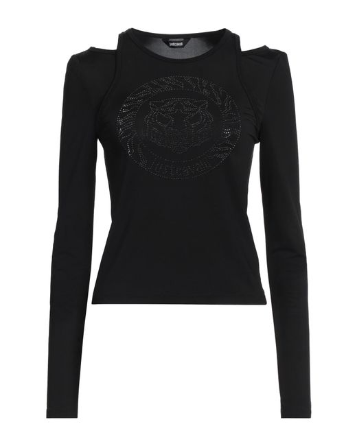 Just Cavalli Black T-Shirt Viscose, Elastane