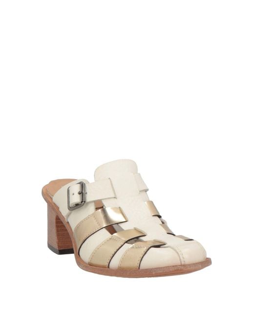 Moma White Cream Mules & Clogs Leather