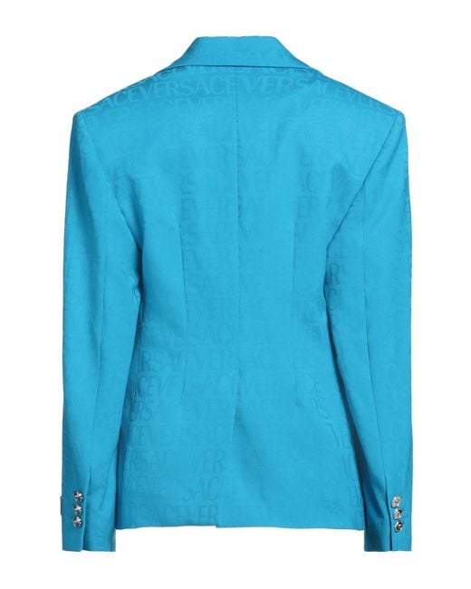 Versace Blue Azure Blazer Virgin Wool