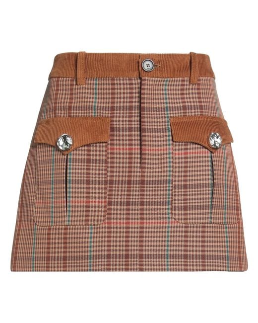Area Brown Mini Skirt Wool, Polyamide