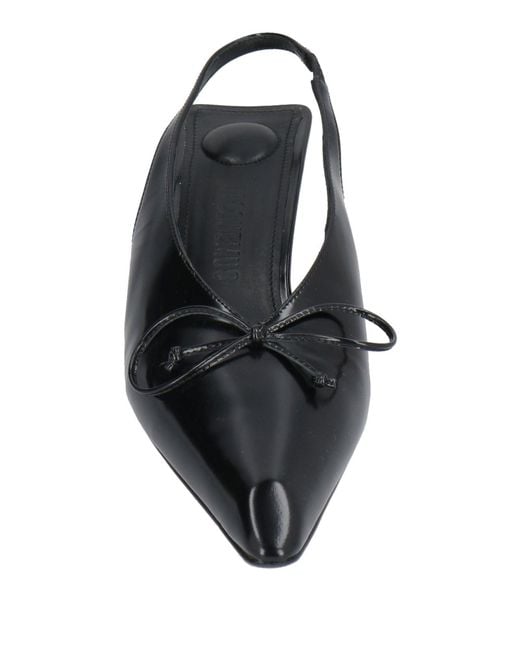 Jacquemus Black Leather Bow-Detailed Slingback Pumps