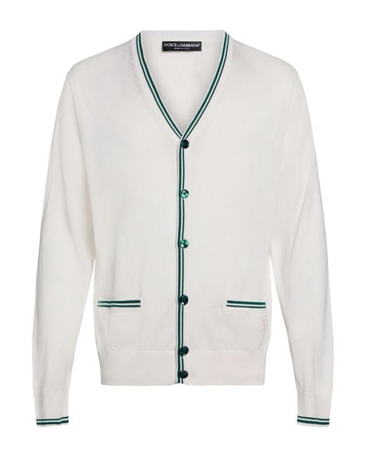 Dolce & Gabbana White Cardigan Silk for men