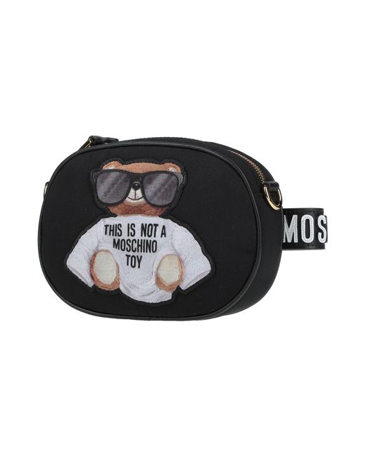 Moschino Black Belt Bag Soft Leather, Textile Fibers
