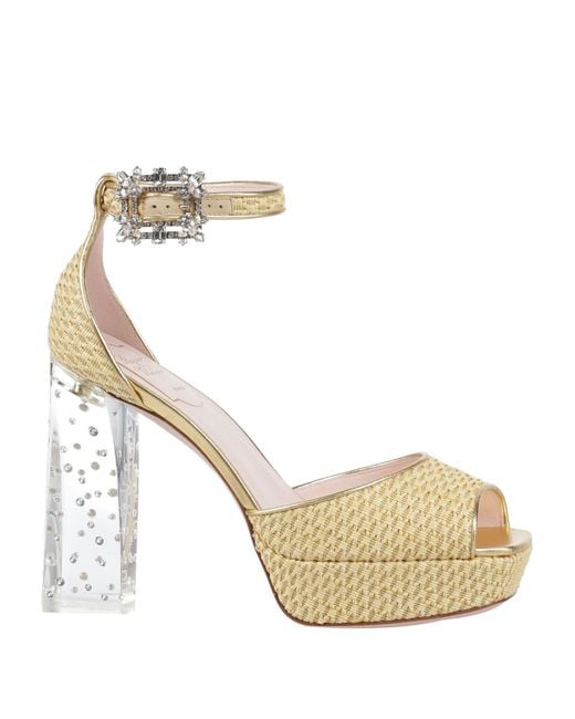 Roger Vivier Metallic Sandals Textile Fibers, Leather