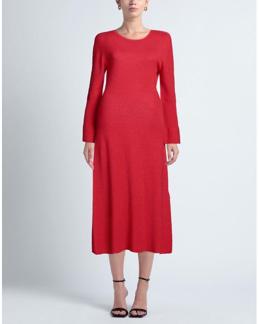 120% Lino Red Midi Dress