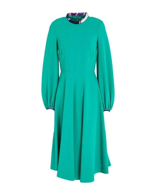 Emilio Pucci Blue Emerald Midi Dress Polyester, Elastane