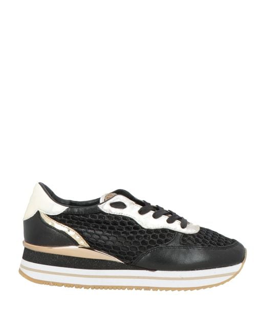 Crime London Black Sneakers Leather, Textile Fibers