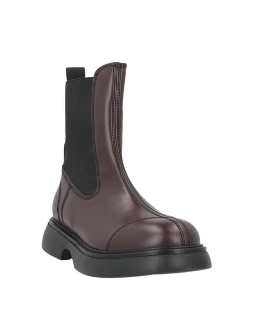Ganni Brown Ankle Boots Textile Fibers