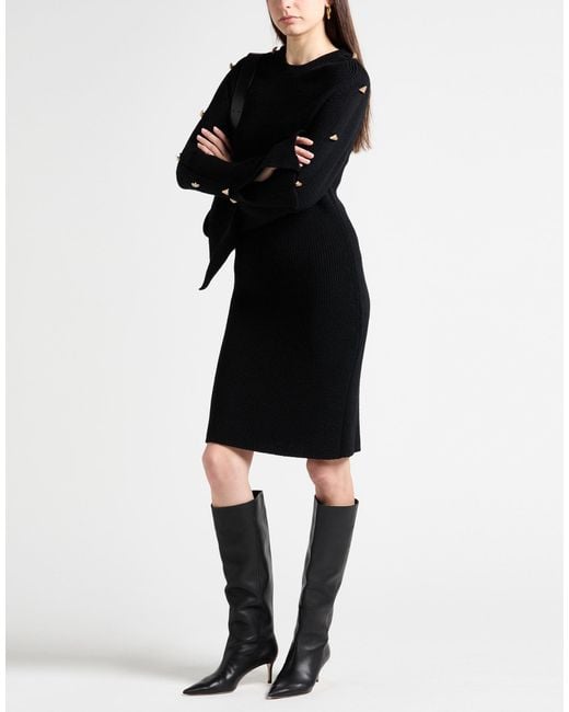 Akep Black Mini Dress Merino Wool, Acrylic