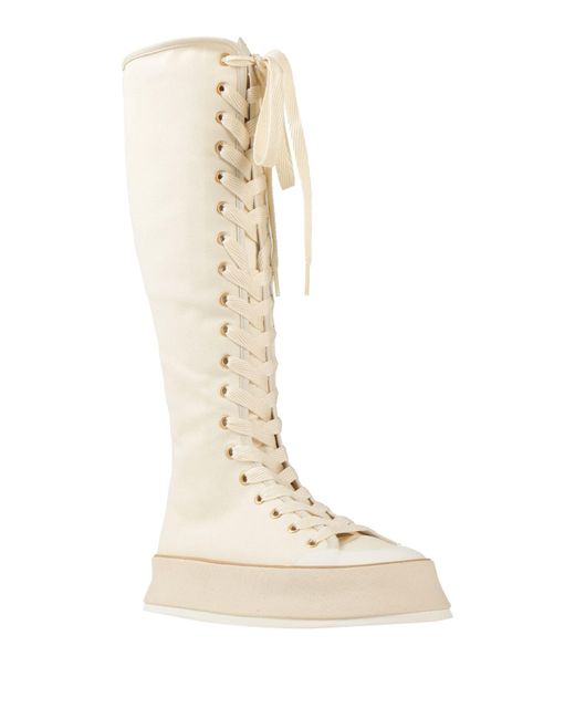 Max Mara White Boot Leather, Textile Fibers