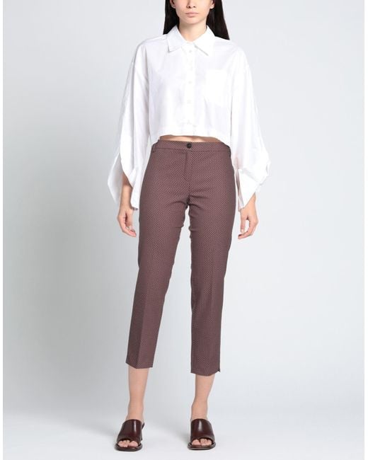 Marella Purple Mauve Pants Cotton, Polyester, Elastane