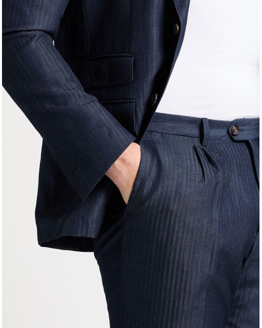 Eleventy Blue Suit Wool, Linen for men