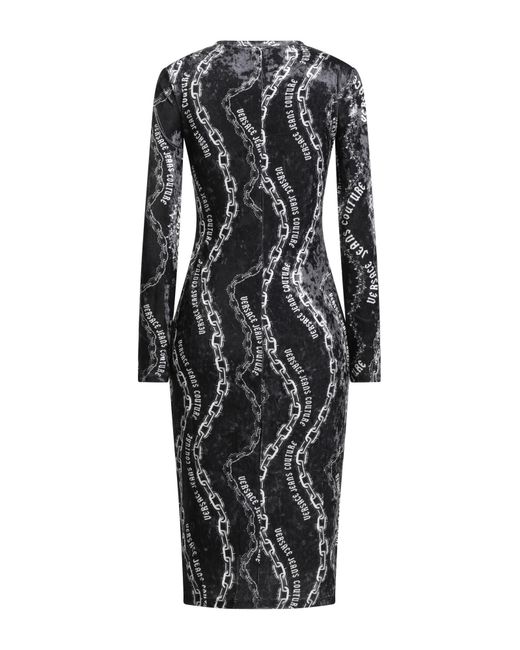 Versace Jeans Couture Black Midi Dress Polyester, Elastane