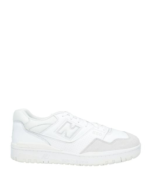 New Balance White Sneakers Leather, Textile Fibers for men