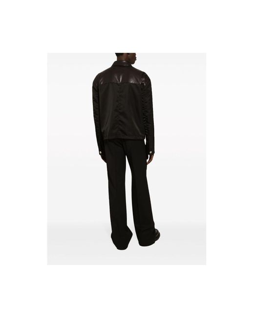 Fabric and leather jacket Dolce & Gabbana de hombre de color Black