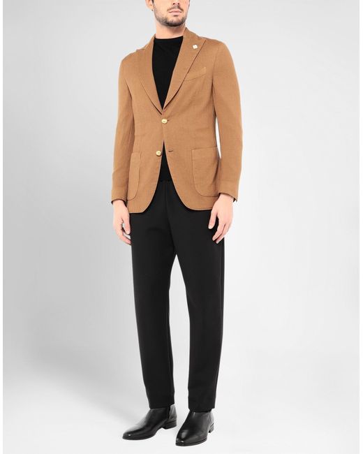 Lardini Brown Blazer Wool, Silk for men